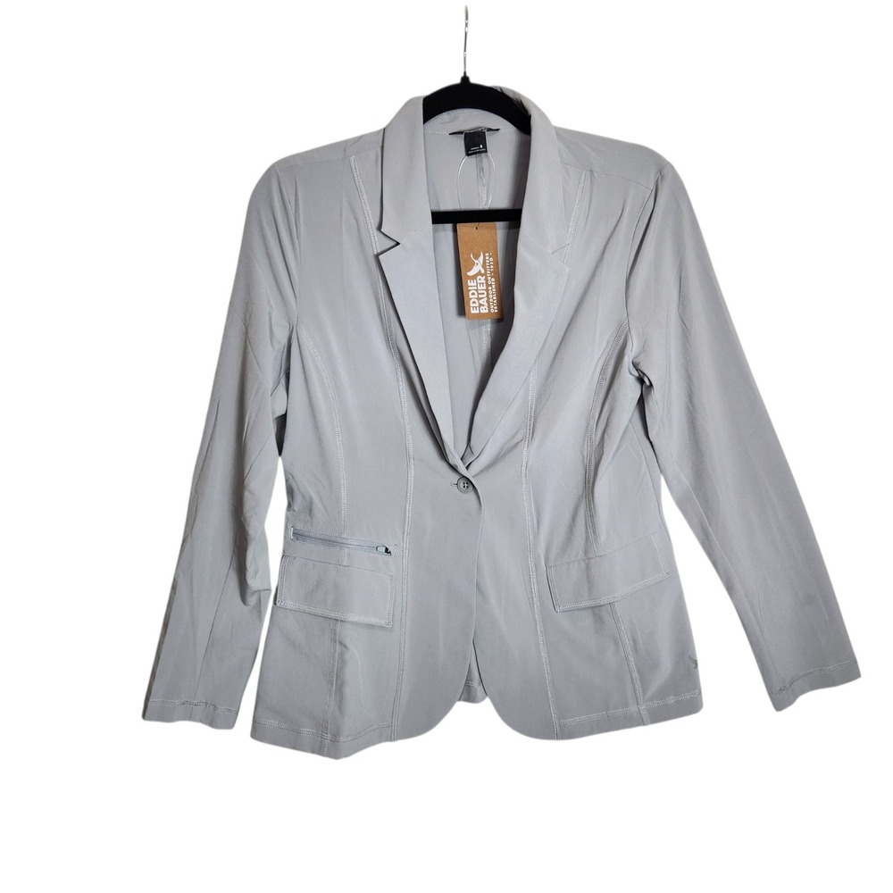 Eddie Bauer Womens Departure Blazer Gray UPF 50+ Stretch Jacket Size 8